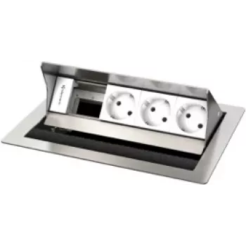 Kindermann CablePort standard² presa da tavolo 4 posti - montaggio sottopavimento - 3x prese (tipo F) - argento/nero