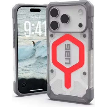 URBAN ARMOR GEAR UAG Pathfinder custodia MagSafe e lanyard rimovibile bundle per Apple iPhone 17 Pro - Active Lava (rosso trasparente) e nero/grafite