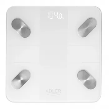Adler Bilancia da bagno smart AD 8186 bianca – Bluetooth 4.2, analisi composizione corporea, portata 180 kg, vetro temperato