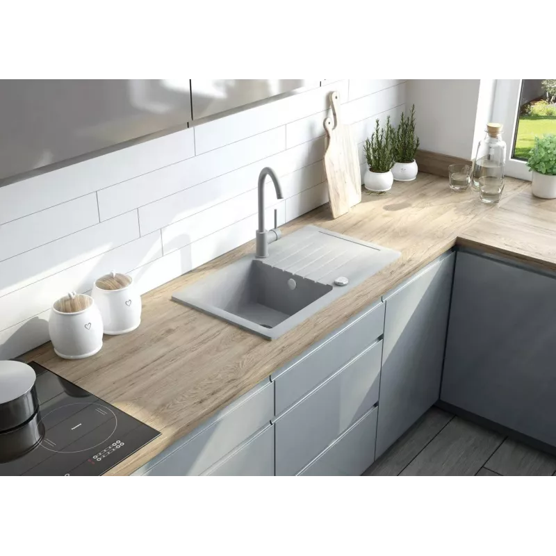 DEANTE Rubinetto da cucina grigio grafite miscelatore monocomando ottone bocca a U orientabile