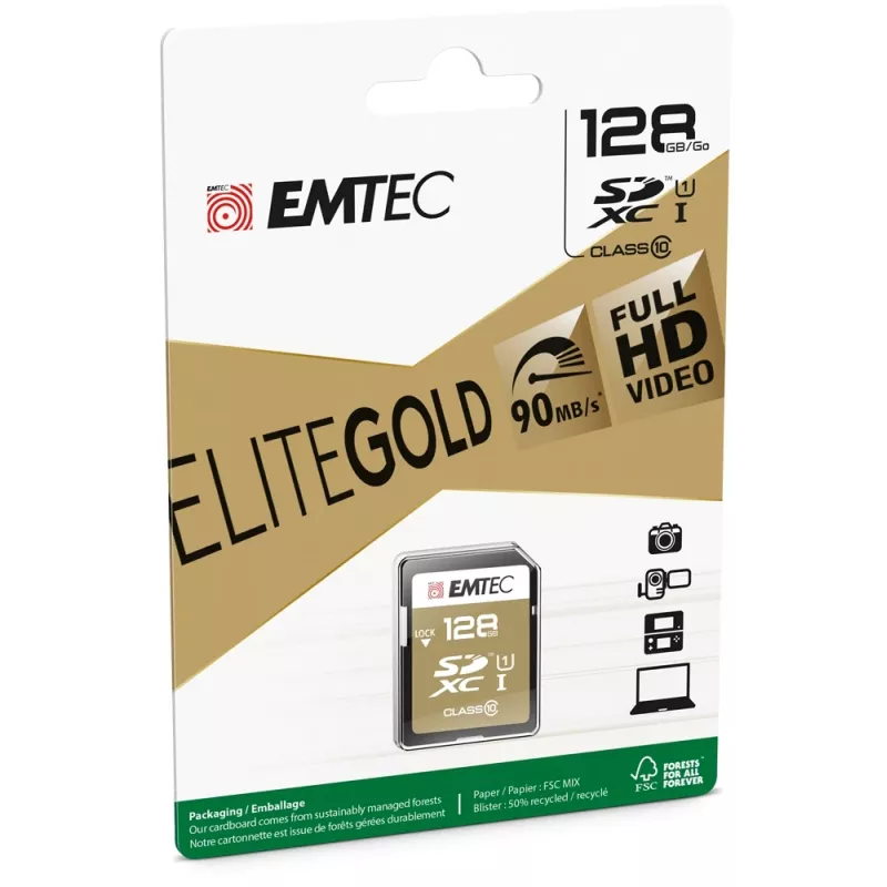 Emtec SDXC 128GB Class10 Gold+ UHS-I U1 scheda di memoria