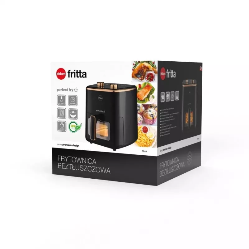 Friggitrice senza olio ELDOM FRITTA 5,0 L temperatura regolabile timer 1500 W singola 5 L friggitrice ad aria standalone nero
