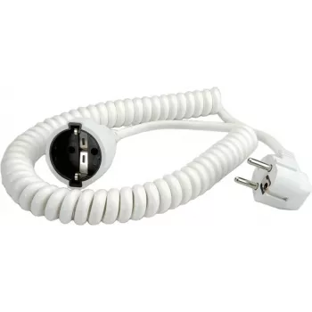 Cavo a spirale Bachmann H05VV-F 3G1,5mm² 0,5m bianco CEE7/7