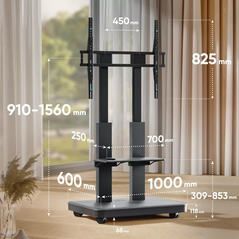 ONKRON TS2811E-B supporto TV mobile per schermi 50-120 pollici, nero