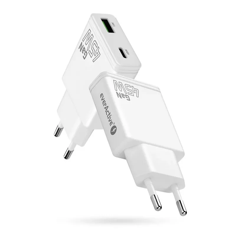 EVERACTIVE caricabatterie da parete GaN QC3.0 45W USB-C SC-460Q bianco