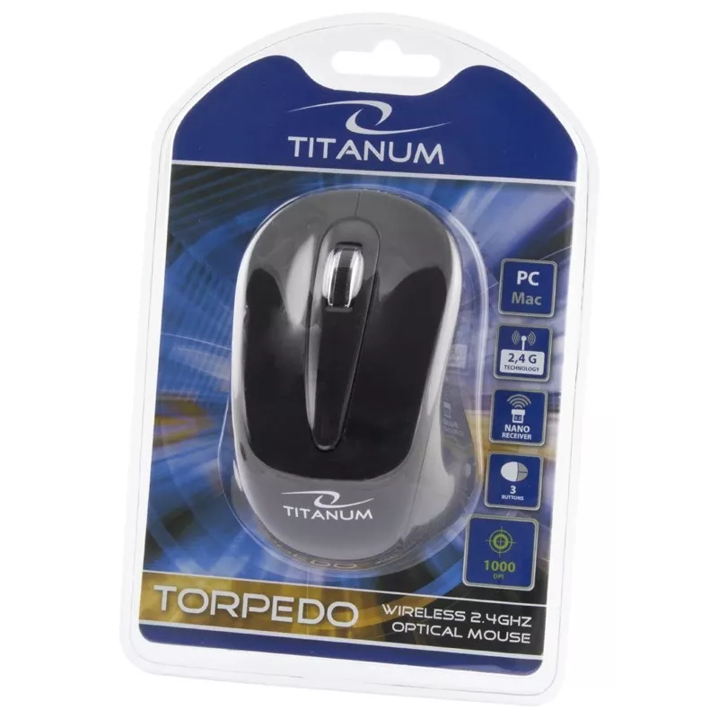 Mouse ottico wireless ESPERANZA Titanum TM104K 1000 DPI, 2,4 GHz, 3 pulsanti, nero