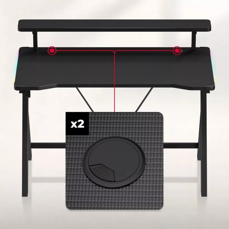 HUZARO Hero 1.9 Scrivania gaming RGB nera