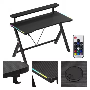HUZARO Hero 1.9 Scrivania gaming RGB nera