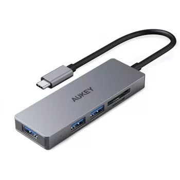 AUKEY CB-C63 Hub USB-C Ultra Slim 4-in-1 alluminio grigio siderale