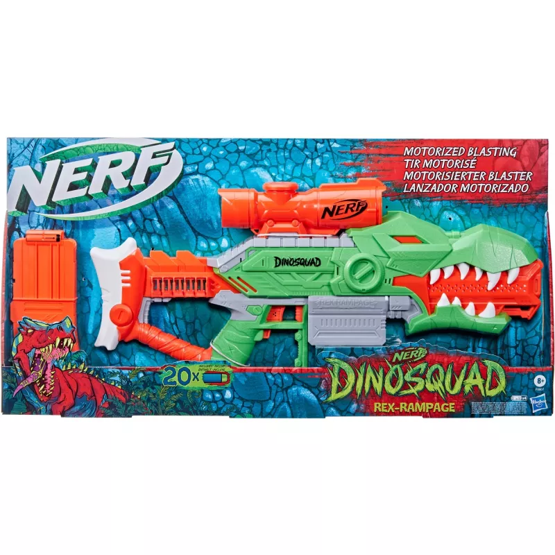 HASBRO Nerf DinoSquad Rex-Rampage blaster a dardi motorizzato - verde/arancione