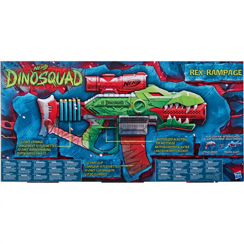 HASBRO Nerf DinoSquad Rex-Rampage blaster a dardi motorizzato - verde/arancione