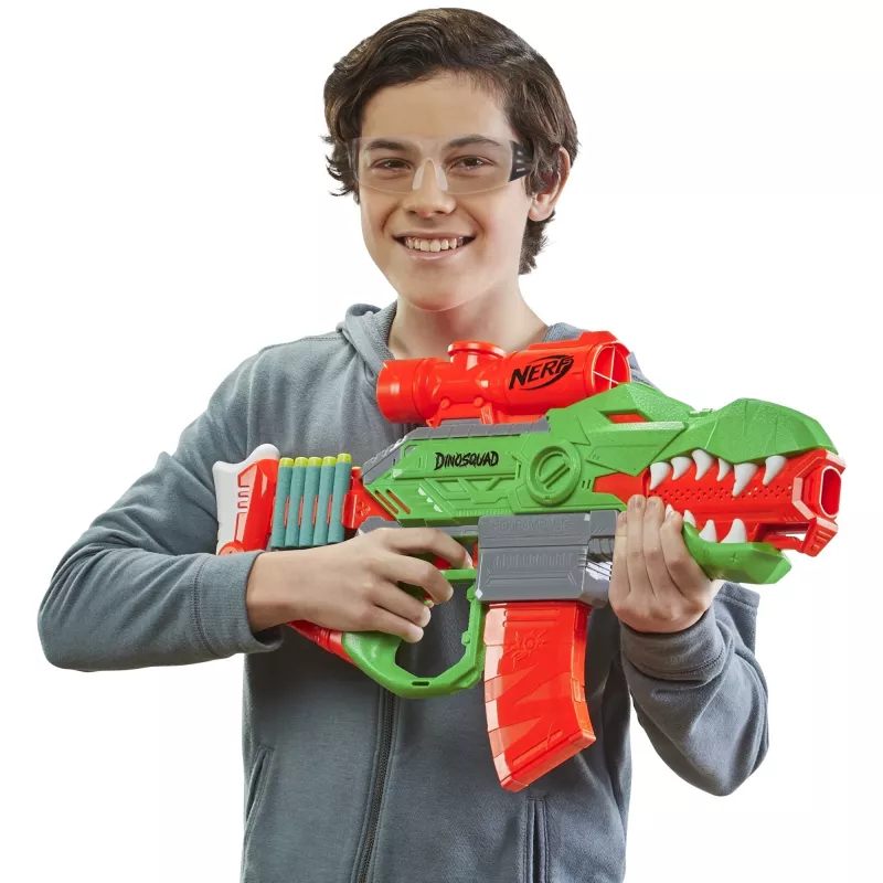 HASBRO Nerf DinoSquad Rex-Rampage blaster a dardi motorizzato - verde/arancione