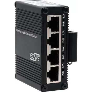 EXSYS EX-62021PoE-P switch industriale Gigabit micro 5 porte con PoE-Pass-Through, unmanaged