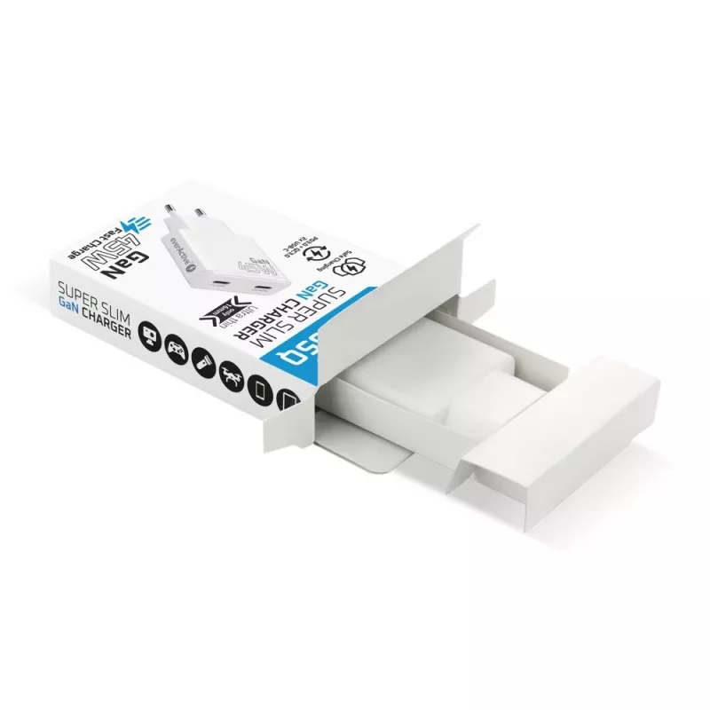 EVERACTIVE caricabatterie GaN 45W USB-C QC3.0 SC-465Q bianco
