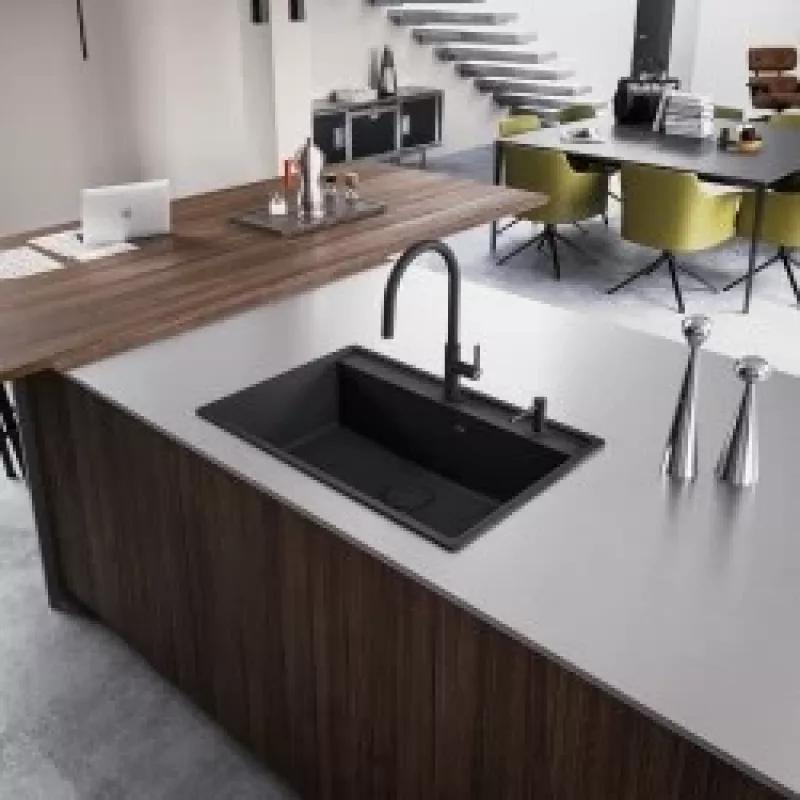 Franke Maris Slim J Miscelatore da cucina con doccetta estraibile, Nero opaco