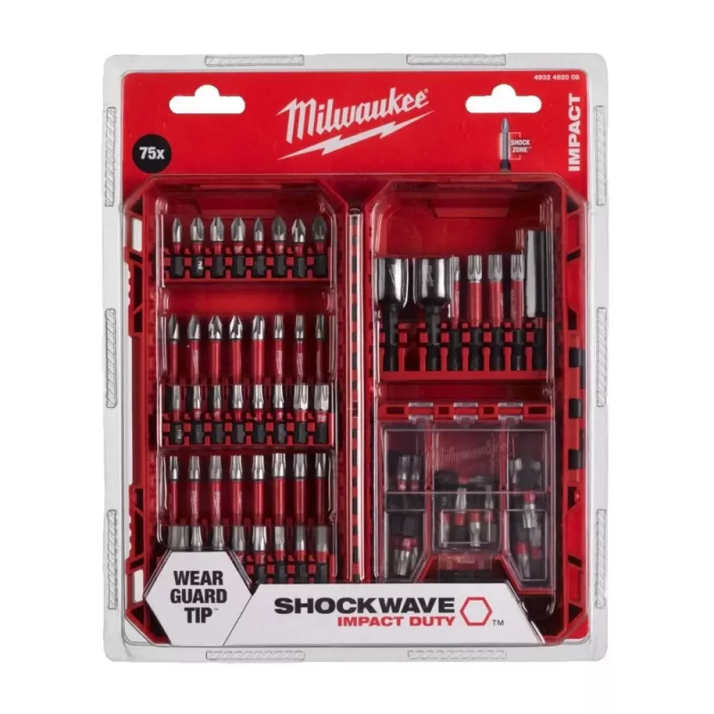 Milwaukee Shockwave Impact Duty set punte e avvitatura, 75 pezzi