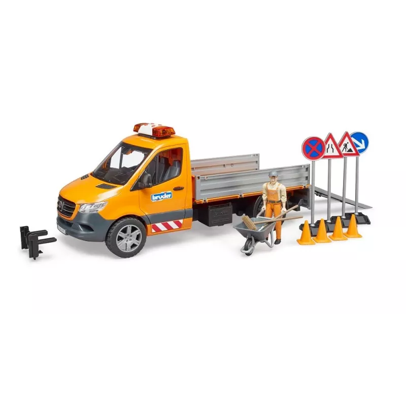BRUDER MB Sprinter Municipal con modulo luci e suoni, arancione, scala 1:16