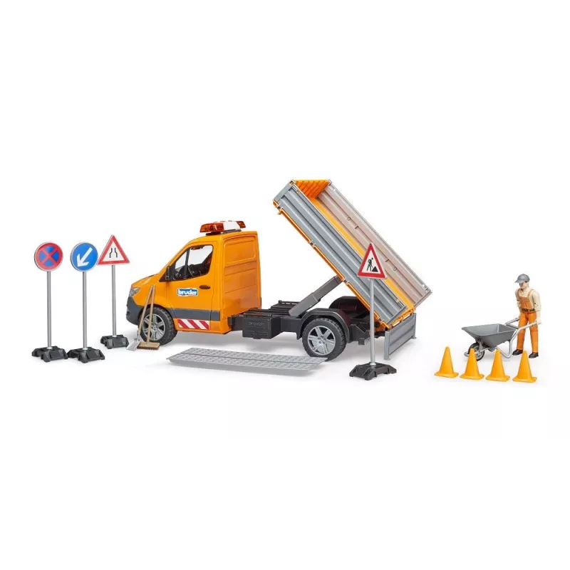 BRUDER MB Sprinter Municipal con modulo luci e suoni, arancione, scala 1:16