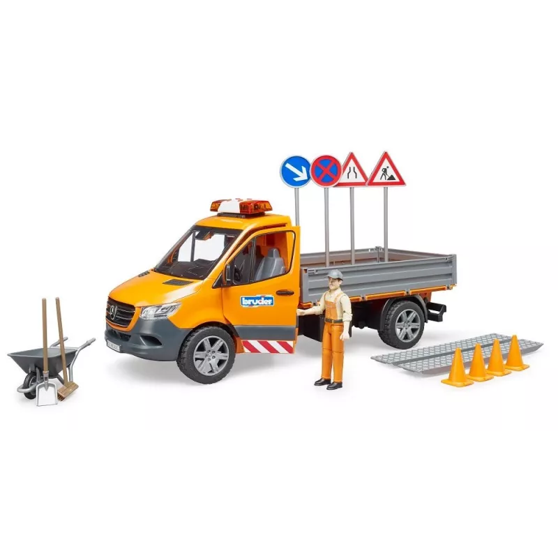 BRUDER MB Sprinter Municipal con modulo luci e suoni, arancione, scala 1:16