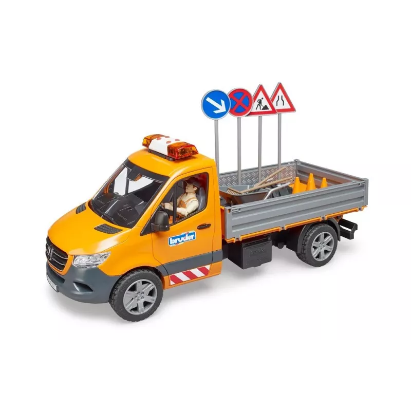 BRUDER MB Sprinter Municipal con modulo luci e suoni, arancione, scala 1:16