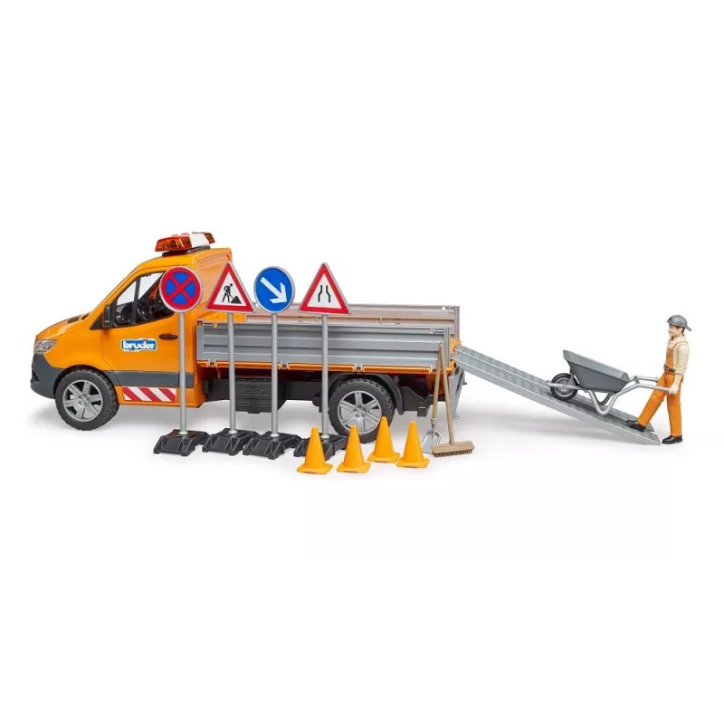 BRUDER MB Sprinter Municipal con modulo luci e suoni, arancione, scala 1:16