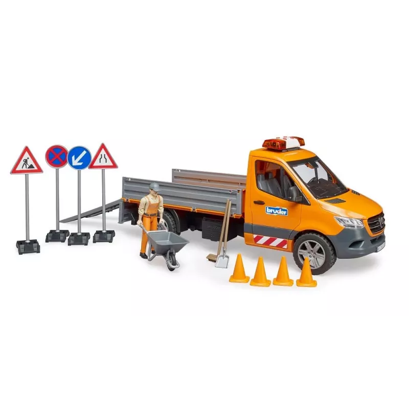 BRUDER MB Sprinter Municipal con modulo luci e suoni, arancione, scala 1:16
