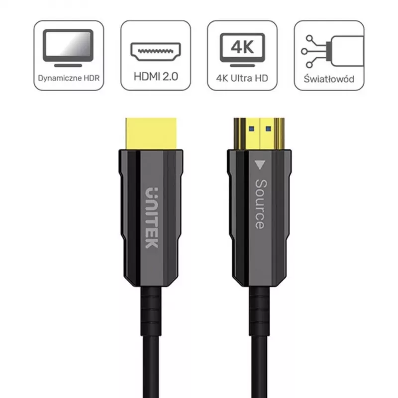 UNITEK cavo ottico attivo HDMI 2.0 AOC 4K 60Hz 12m - nero