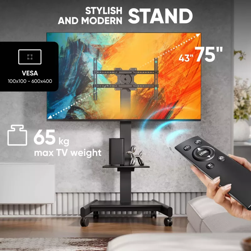 ONKRON TS1552E-B supporto TV mobile per schermi 43-75