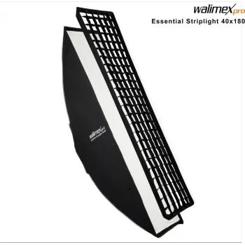 Walimex Pro Essential Striplight softbox 40x180 cm con griglia, adattatore Bowens e custodia