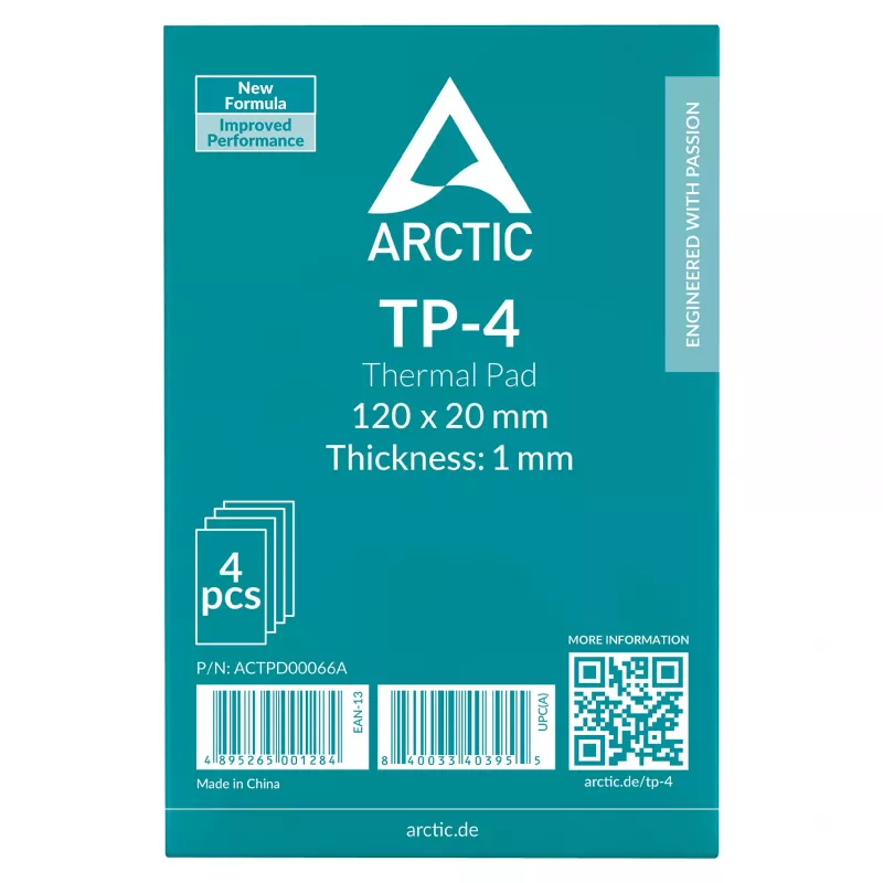 ARCTIC Pad termico ATP-4 120x20mm 1mm confezione da 4 Grigio
