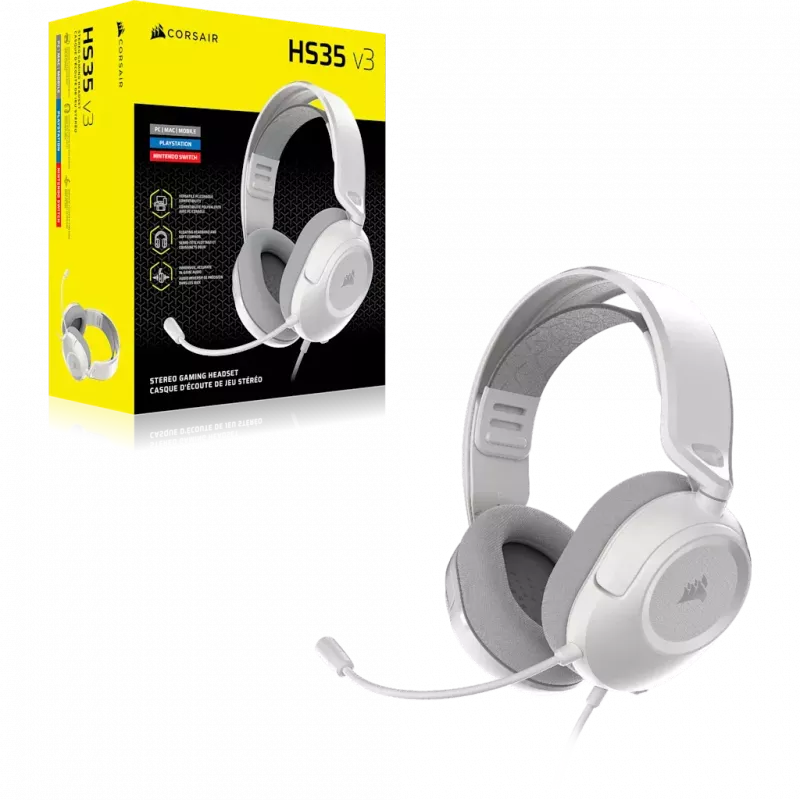 Corsair HS35 v3 Headset da gaming con filo bianco
