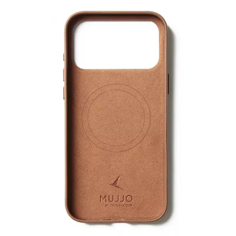 Mujjo Custodia in pelle con portafoglio per iPhone 17 Pro Max, compatibile MagSafe, Tan