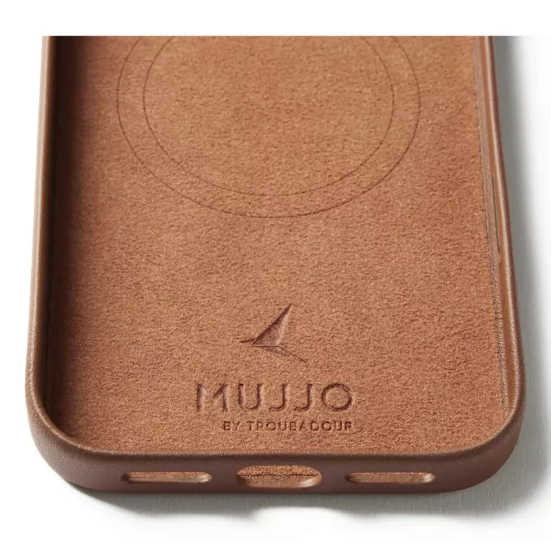 Mujjo Custodia in pelle con portafoglio per iPhone 17 Pro Max, compatibile MagSafe, Tan