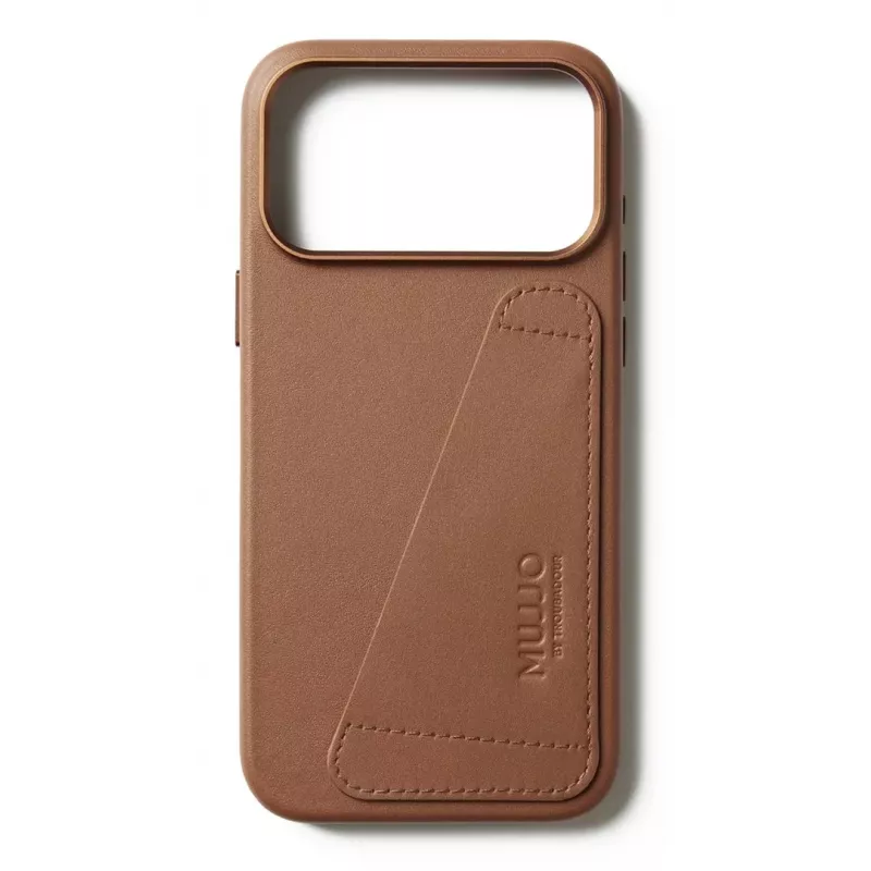 Mujjo Custodia in pelle con portafoglio per iPhone 17 Pro Max, compatibile MagSafe, Tan