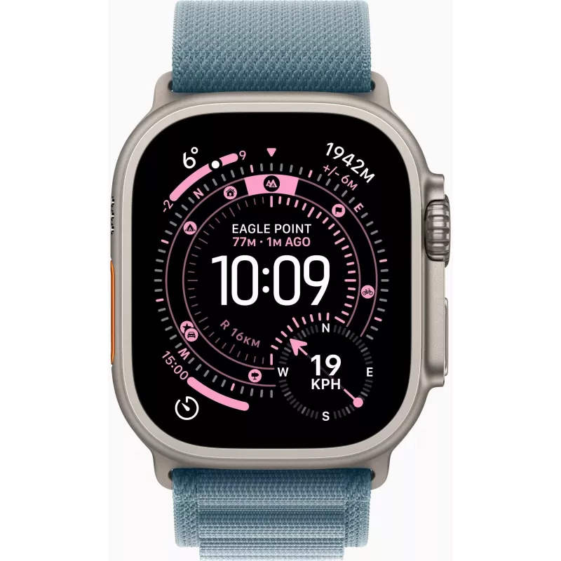 Apple Watch Ultra 3 GPS + Cellular 49mm cassa Natural Titanium con Blue/Bright Blue Trail Loop - M/L