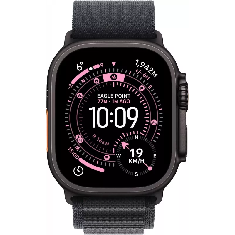 Apple Watch Ultra 3 GPS + Cellular 49mm Case Titanio nero con Alpine Loop nero - Medium MF0V4QR/A