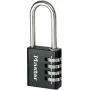 Master Lock 7640EURDBLK lucchetto a combinazione 40mm larghezza archetto, archetto in acciaio temprato, 4 cifre reimpostabile, argento/grigio