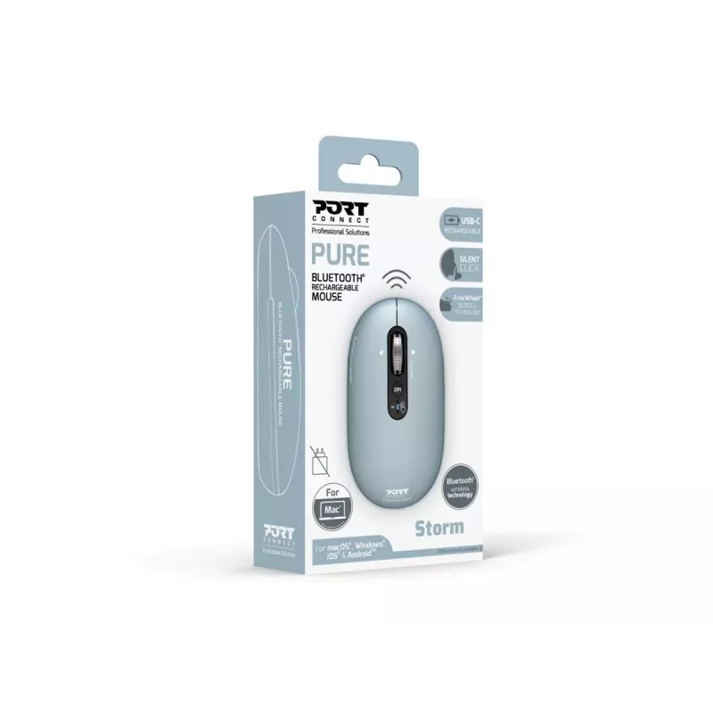 PORT Designs Pure MAC mouse Bluetooth ricaricabile - Storm Grey - 3200 DPI