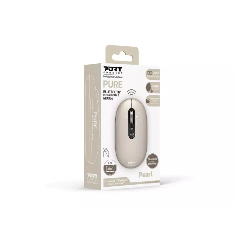 PORT Designs Pure MAC mouse ottico Bluetooth ricaricabile - Pearl