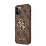 GUESS Custodia rigida 4G Metal Logo marrone per Apple iPhone 12 / 12 Pro