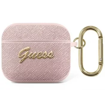 Guess GUA3SASMP Saffiano Script Metal Collection custodia protettiva per Apple AirPods 3ª generazione, rosa