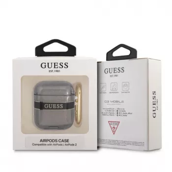 Guess GUA2HHTSK custodia per AirPods 1/2 nera Strap Collection