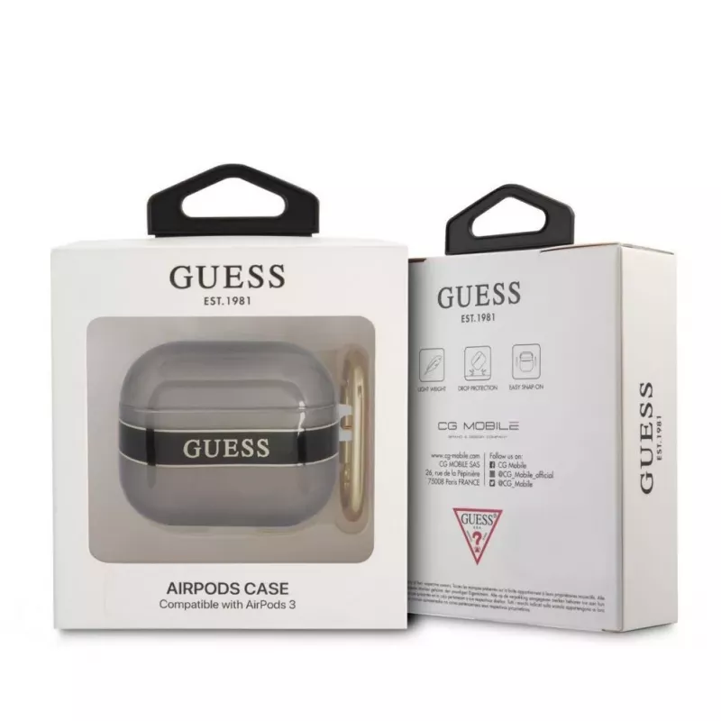 Guess GUA3HHTSK custodia per AirPods 3 nera Strap Collection