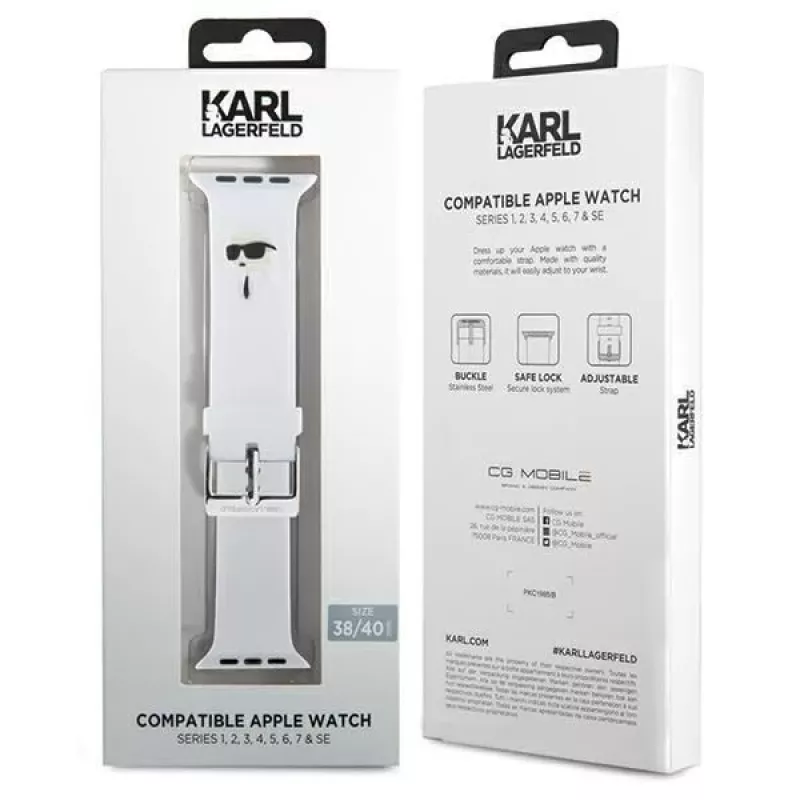 Karl Lagerfeld 3D Rubber Karl Head bracciale Apple Watch 38/40/41mm bianco