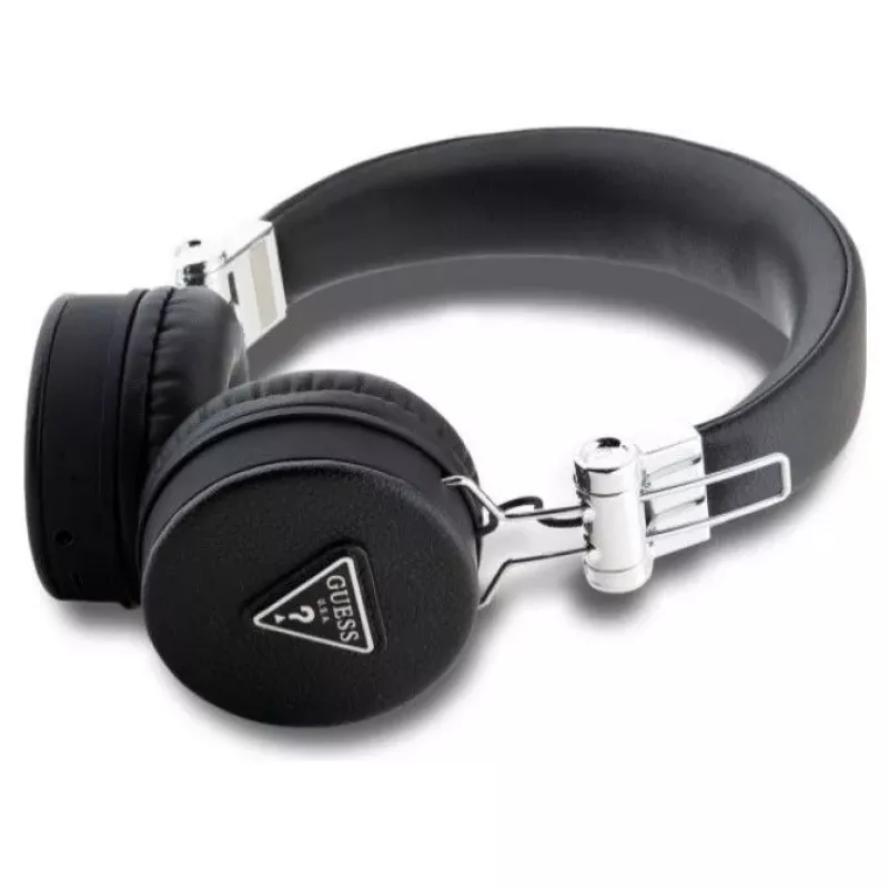 Guess Grained Classic Round Shape cuffie over-ear wireless Bluetooth con ENC (nero)