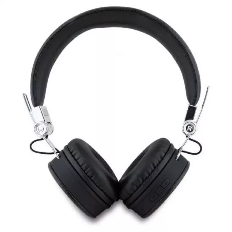 Guess Grained Classic Round Shape cuffie over-ear wireless Bluetooth con ENC (nero)