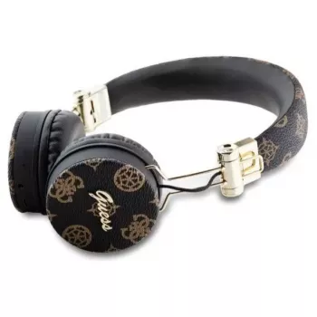 Guess Peony Script Round Shape cuffie over-ear wireless con Bluetooth 5.3 ed ENC (nero)