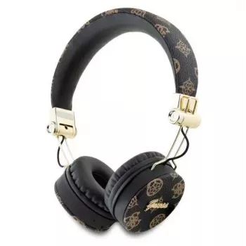 Guess Peony Script Round Shape cuffie over-ear wireless con Bluetooth 5.3 ed ENC (nero)