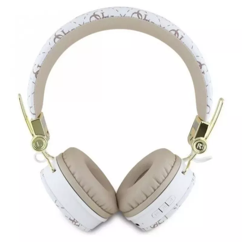 Guess 4G Triangle Round Shape - cuffie on-ear wireless Bluetooth con ENC (bianco)