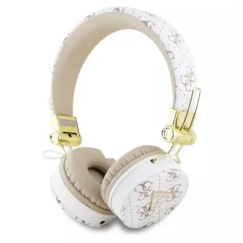 Guess 4G Triangle Round Shape - cuffie on-ear wireless Bluetooth con ENC (bianco)